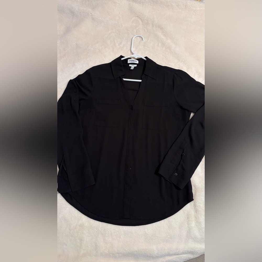 Express Portofino Sheer Black Button-Up Shirt - excellent condition